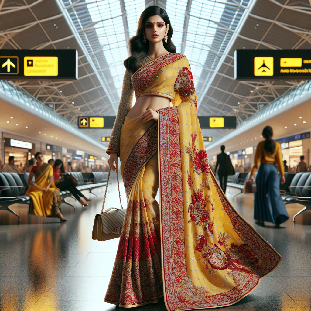 Sobhita Dhulipala Elevates Yellow and Red Saree in Airport Fashion by Graveyard Shift